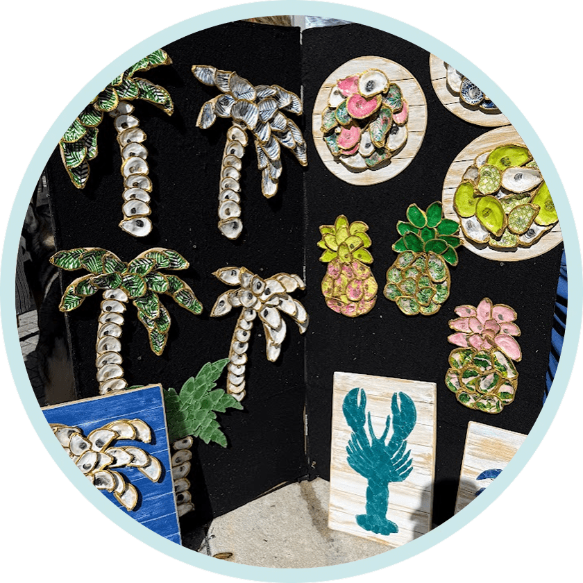 Colorful palm tree and pineapple wall art