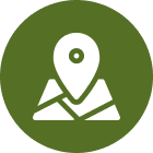 Navigation pin graphic in circle